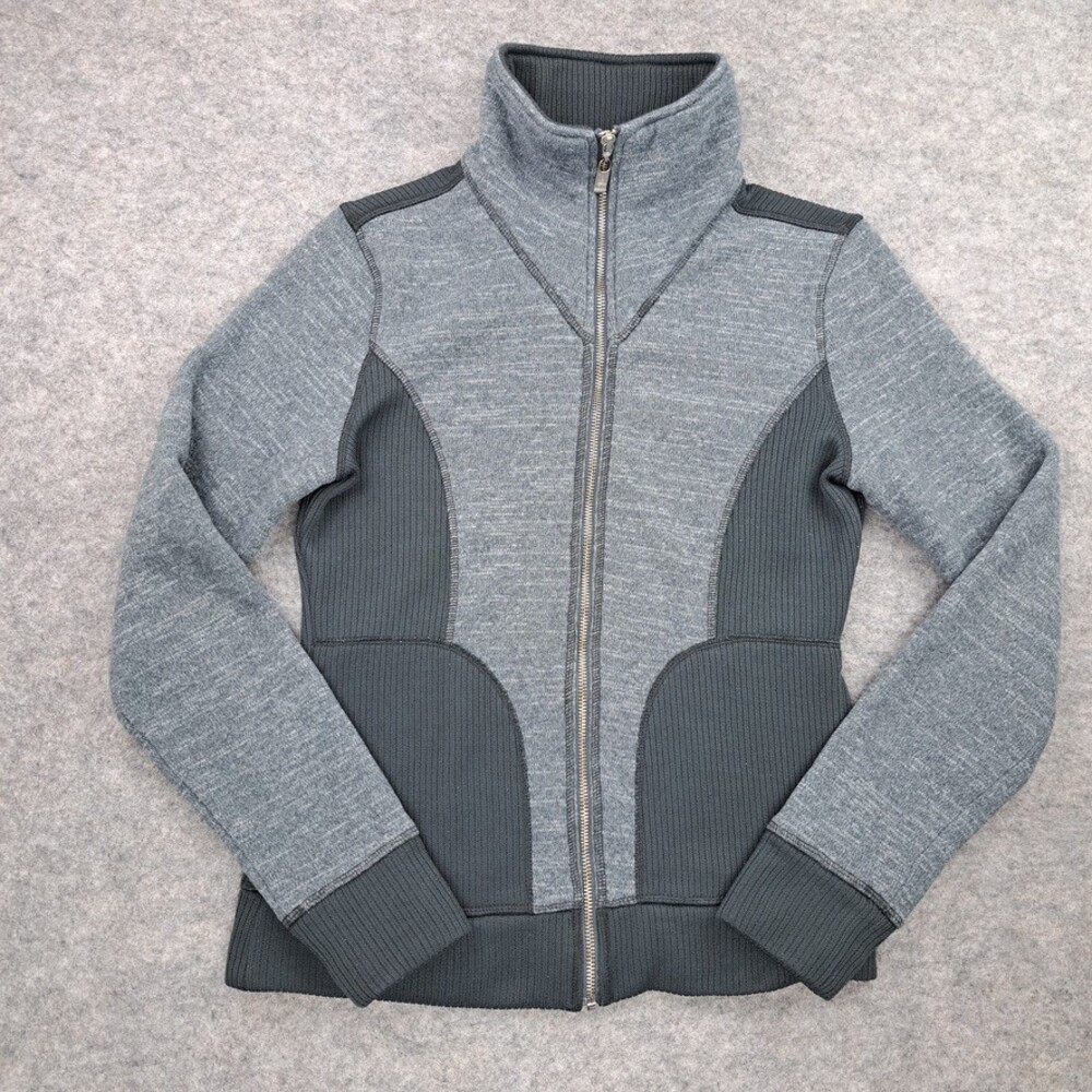 prAna Jacket Womens Medium Gray Long Sleeve Full Zip Sweater Outdoors Fleece